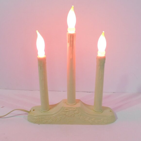 VTG 3 Light Candolier Candelabra Christmas Electric Window Candles Decoration - Picture 7 of 7